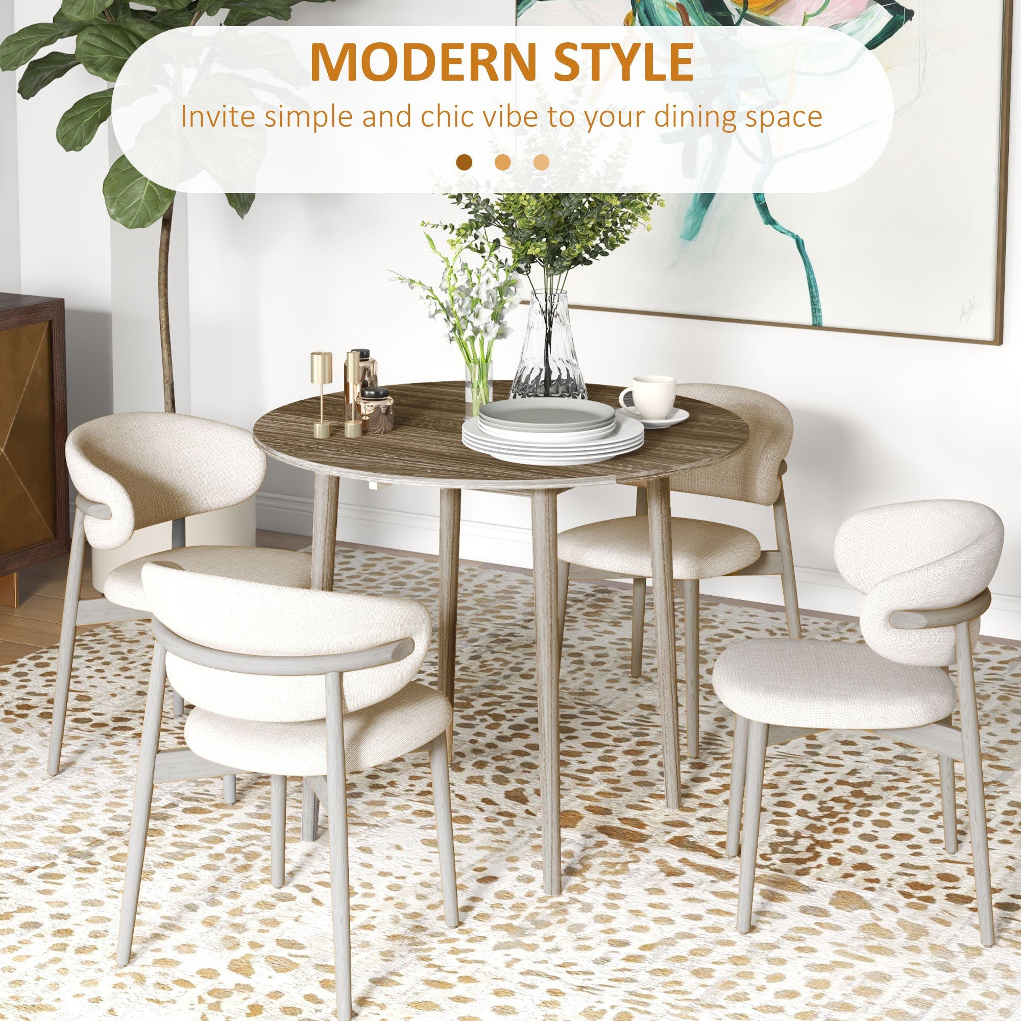 HOMCOM Folding Round Drop Leaf Kitchen Table Small Spaces Wood Legs Distressed Grey