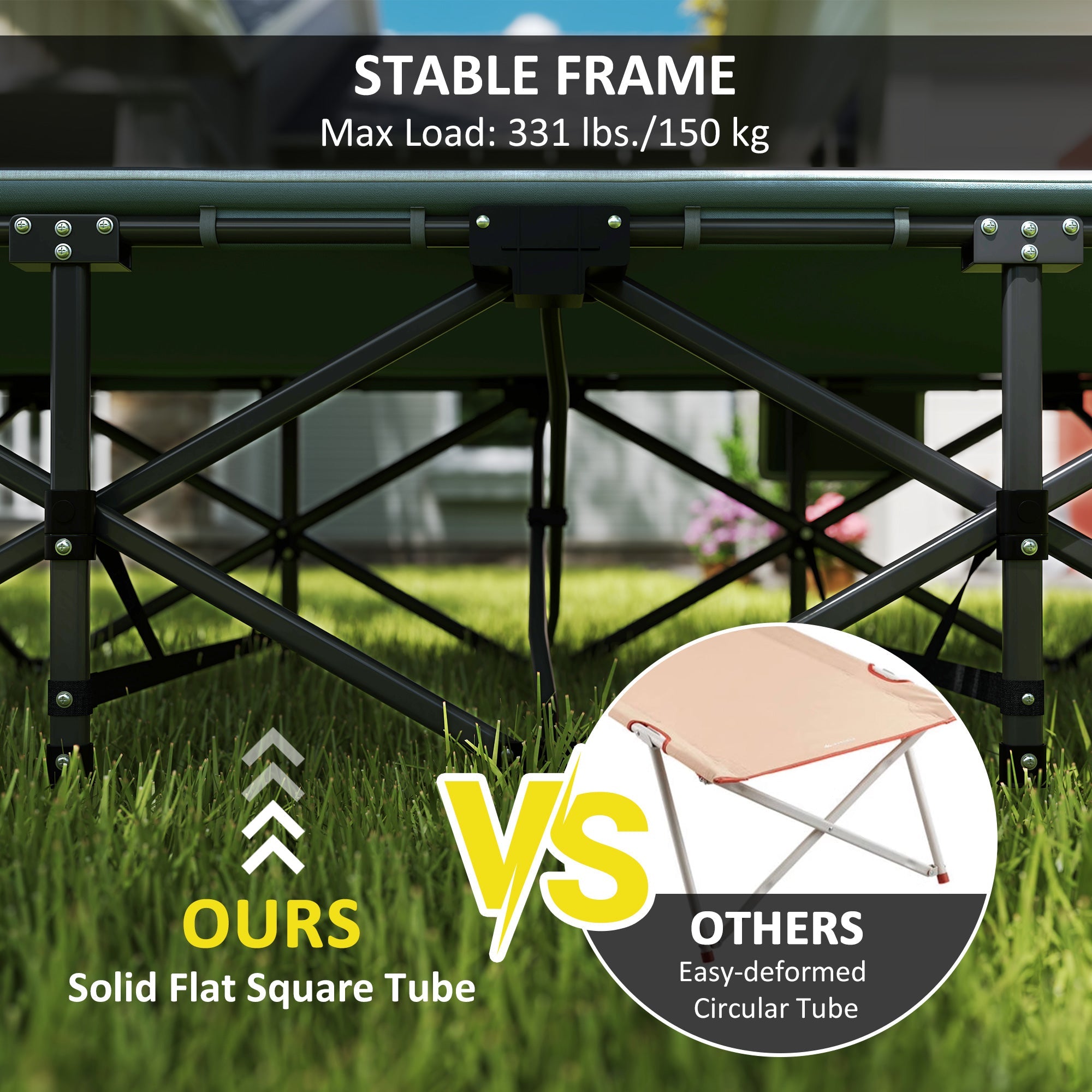 Outsunny 26.4" Wide Folding Bed, Camping Cot for Adults with Cushion, Storage Pocket, Max Load 330 LBS, Grey