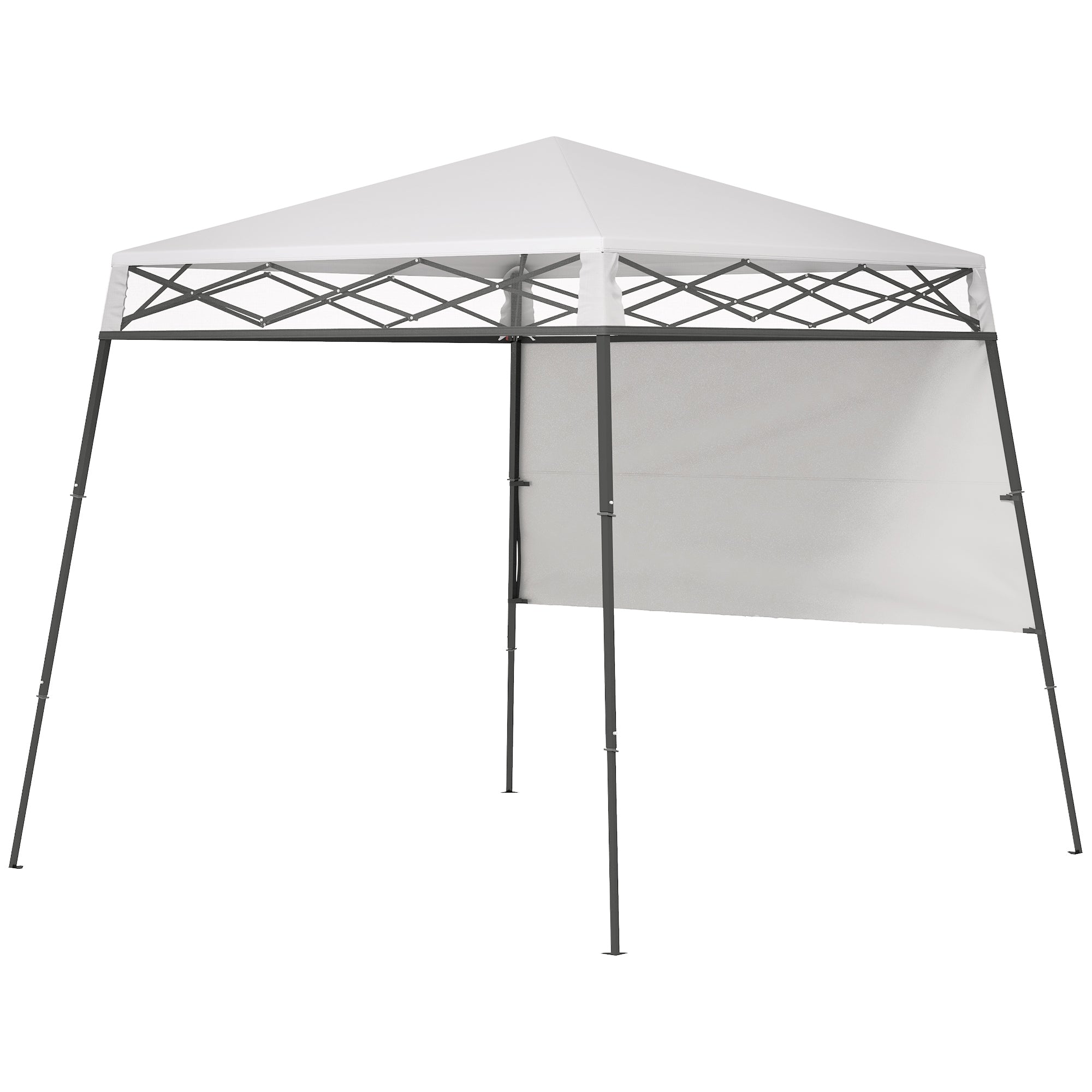 Outsunny 7'x7' Pop Up Canopy Gazebo Tent Backpack Adjustable Legs White