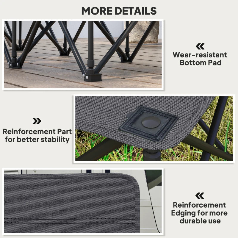 6 Seat Folding Camping Chair with Cup Holder and Carrying Case for Camping, Picnic, Sports Events, Dark Grey