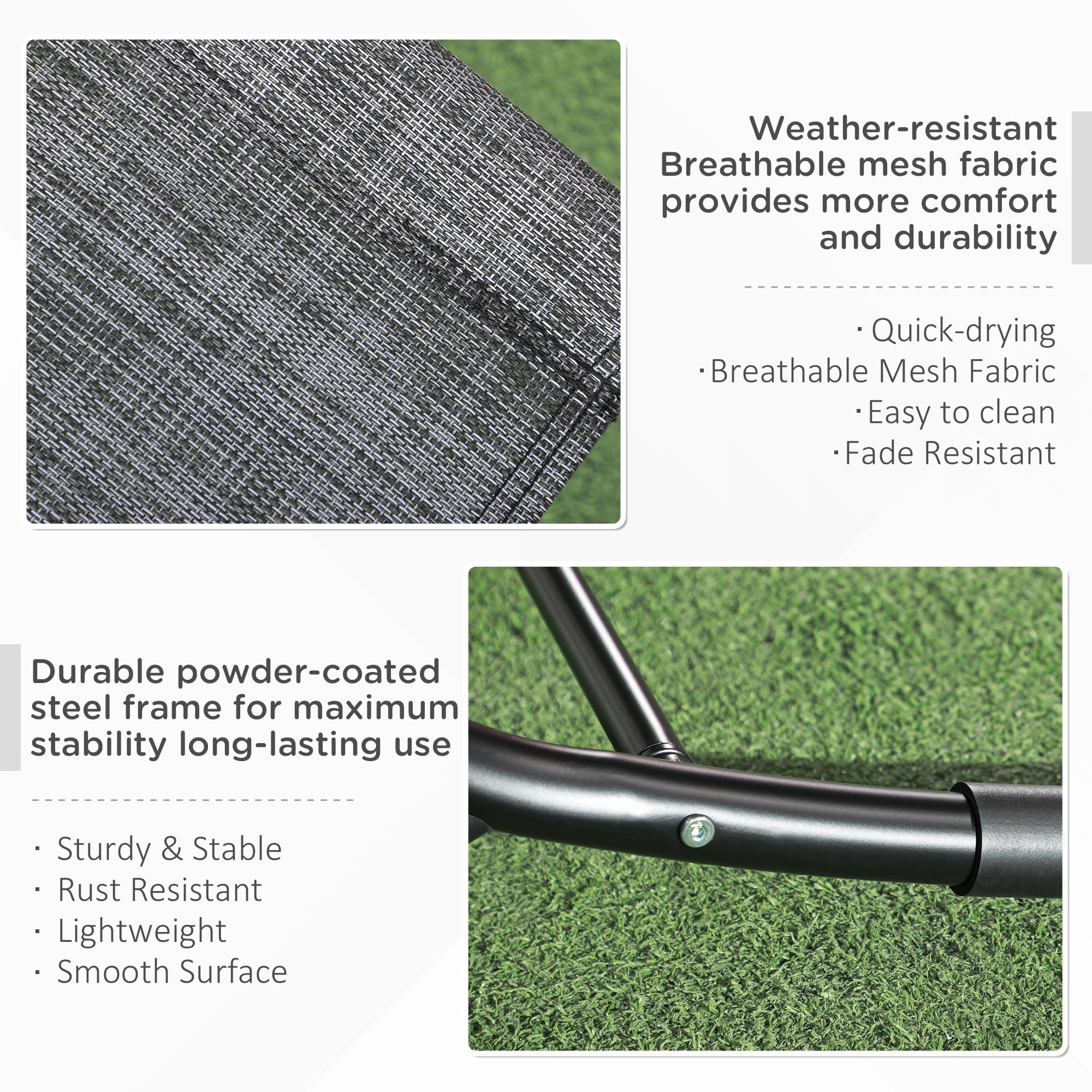 Outsunny Outdoor Rocking Chair, Patio Zero Gravity Rocker with Mesh Seat and Padded Pillow for Indoor, Garden, Grey