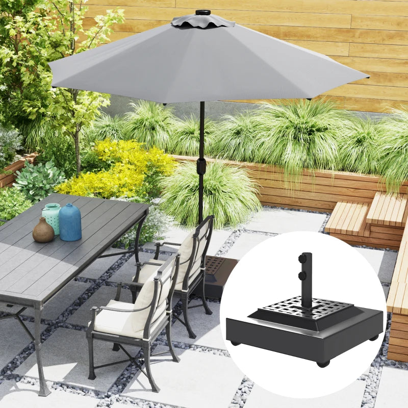 Outdoor Umbrella Base with Wheels, Heavy Duty Patio Umbrella Base, Patio Umbrella Holder, Black
