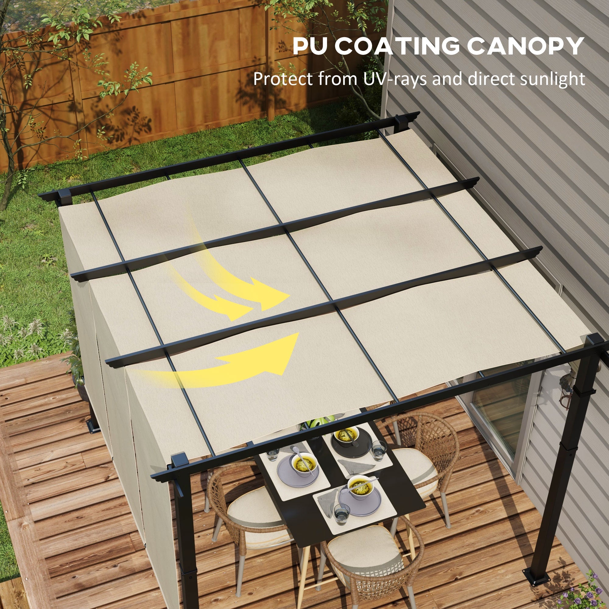 Outsunny Metal Outdoor Pergola 10'x10' with Retractable Canopy for Garden Patio Backyard Deck