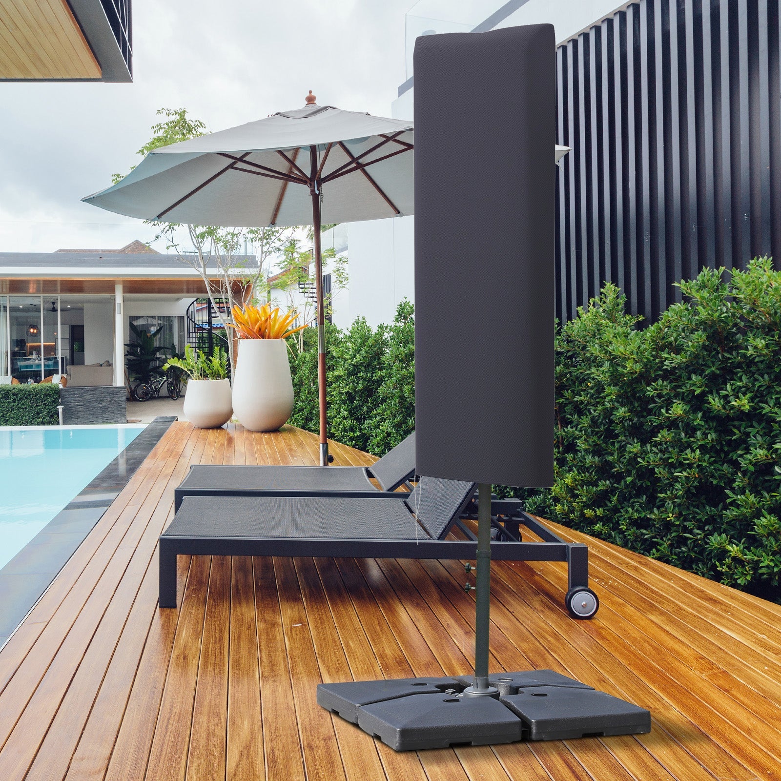 Outsunny Garden Parasol Cover, Outdoor Cantilever Umbrella Cover with Zipper, Dark Grey