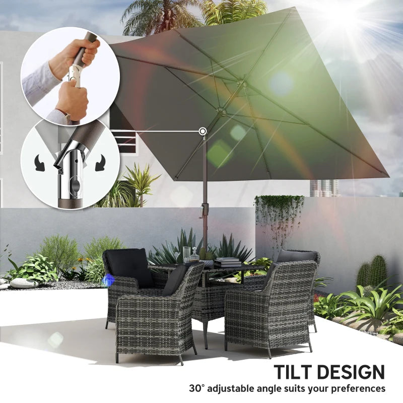 6.5x10ft Patio Umbrella, Rectangle Market Umbrella, Dark Grey
