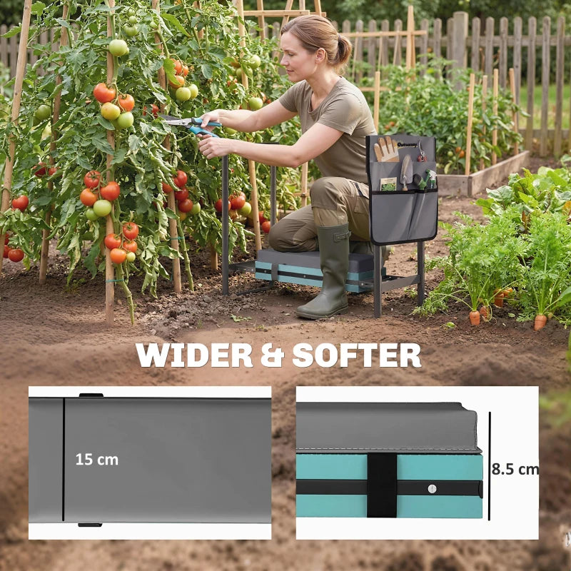 Garden Kneeler and Seat, Heavy Duty Foldable Gardening Stool with Thicker Soft Kneeling Pad, Extendable Steel Legs