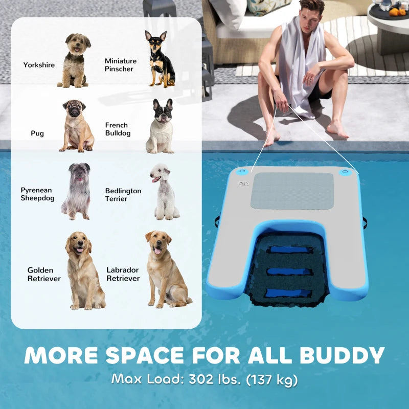 Floating Boat Ramp for Swimming Pets Up to 300 lbs, for Pool, Lake, Boat, Dock