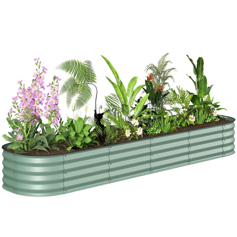 7.9 x 2 x 1ft Galvanized Raised Garden Bed Kit, Metal Planter Box with Safety Edging, Green