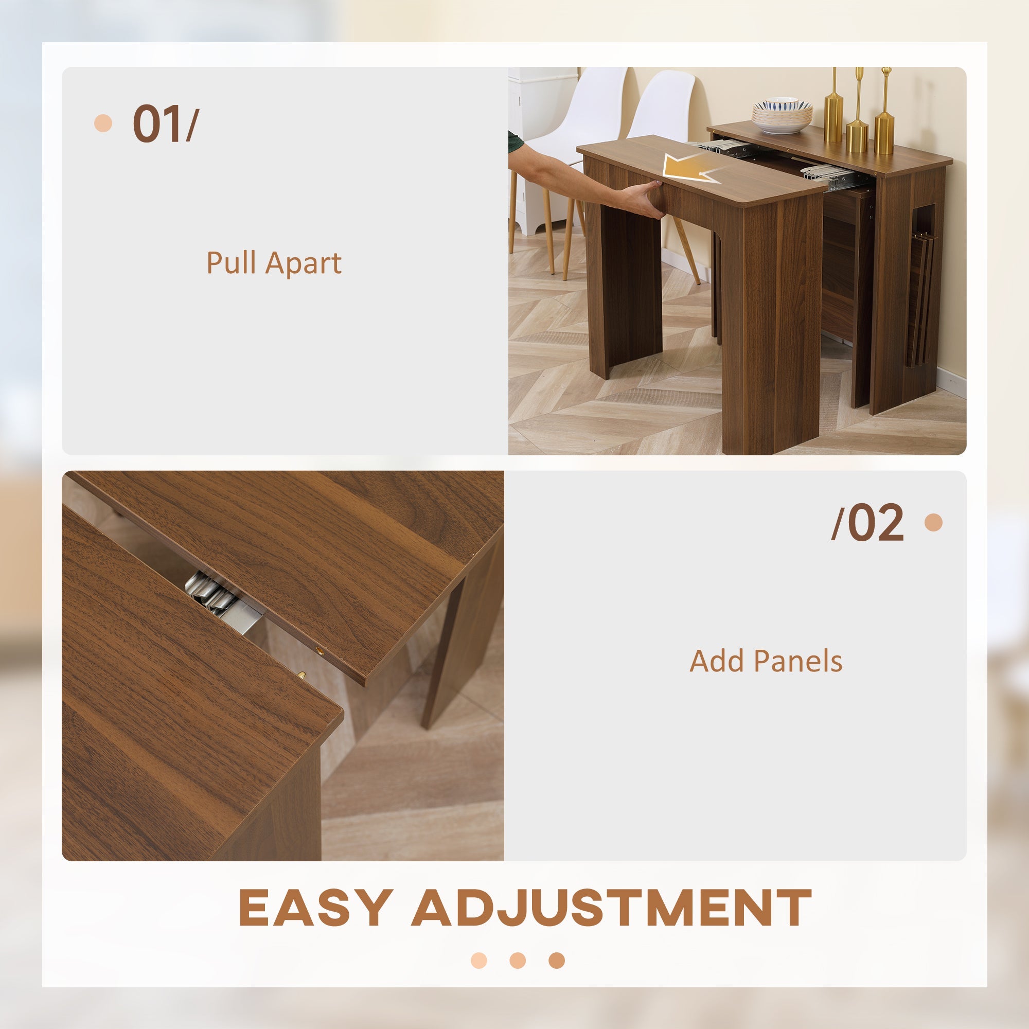 HOMCOM Space Saving Foldable Dining Table Extendable for 6 Seats Compact Kitchen Furniture White