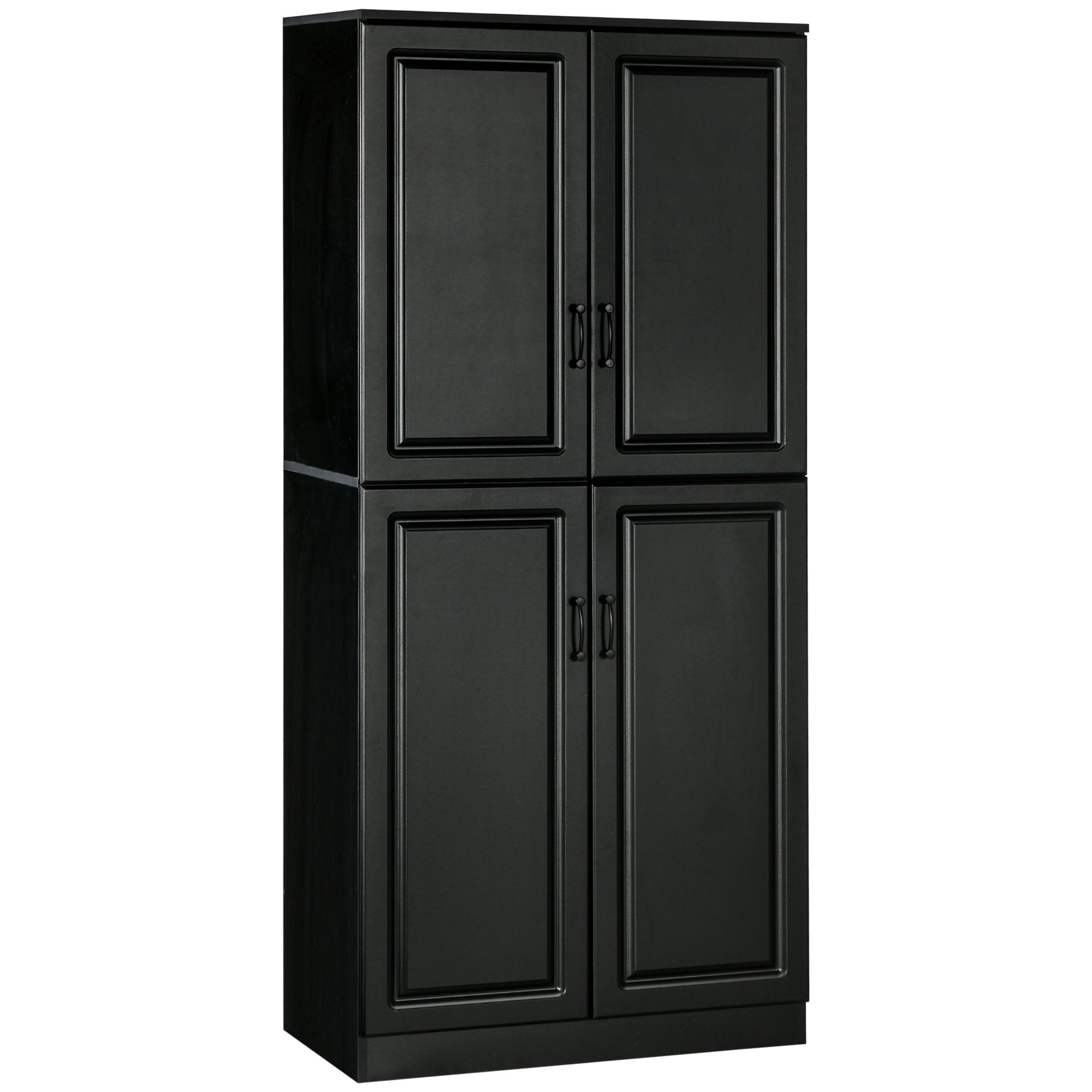 HOMCOM 71" Black Kitchen Pantry Cabinet Freestanding Storage with Hinged Doors Adjustable Shelves