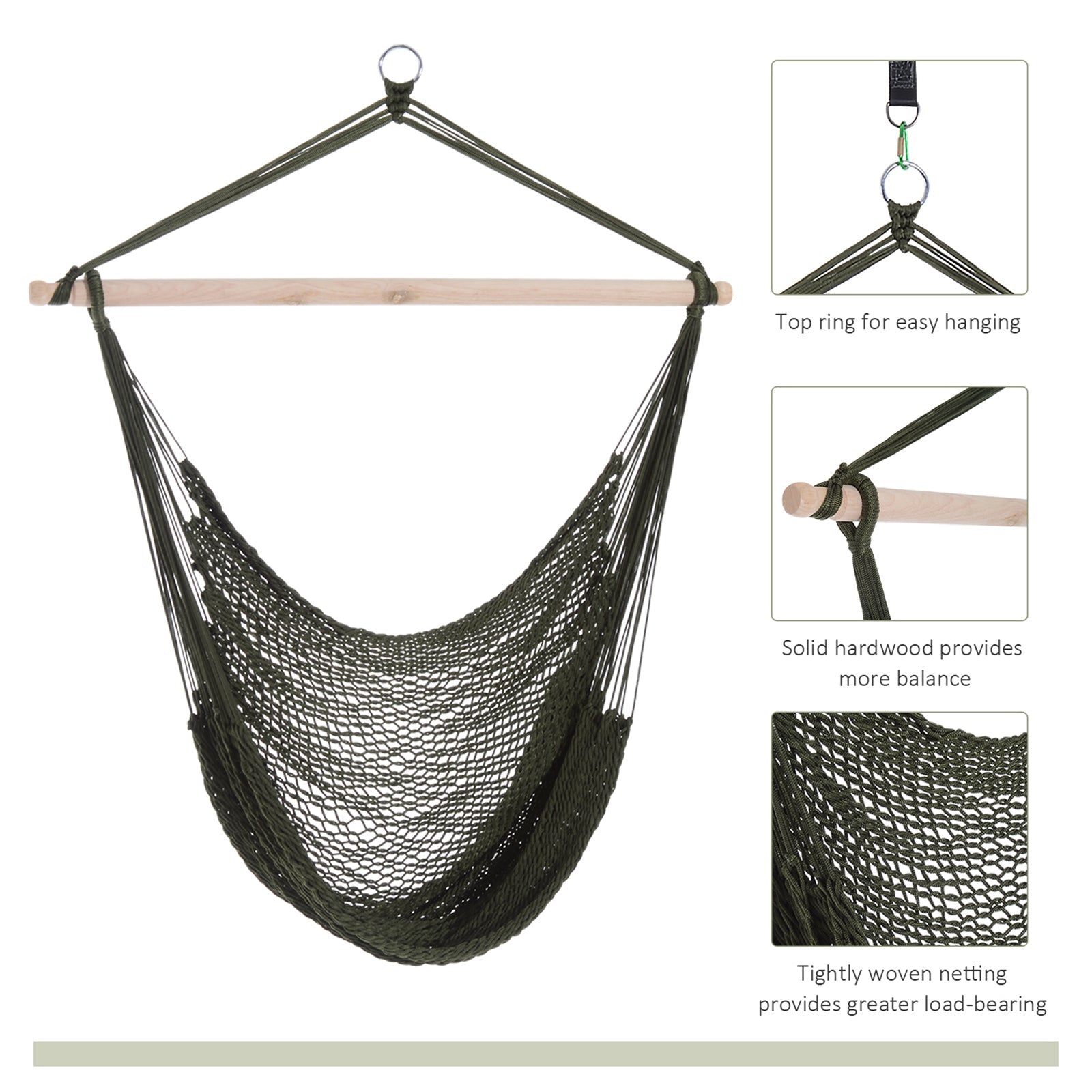 Outsunny Nylon Woven Hammock Chair Air Sky Hanging Swing Portable Outdoor Indoor Relaxation