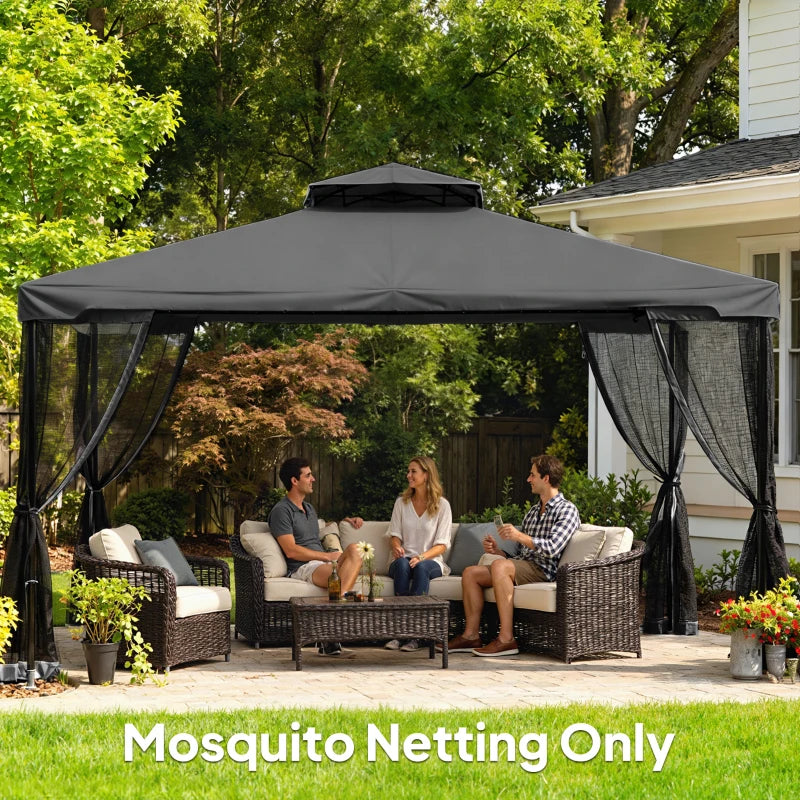Replacement Mosquito Netting for Gazebo 10' x 13' Black Screen Walls for Canopy with Zippers, Black