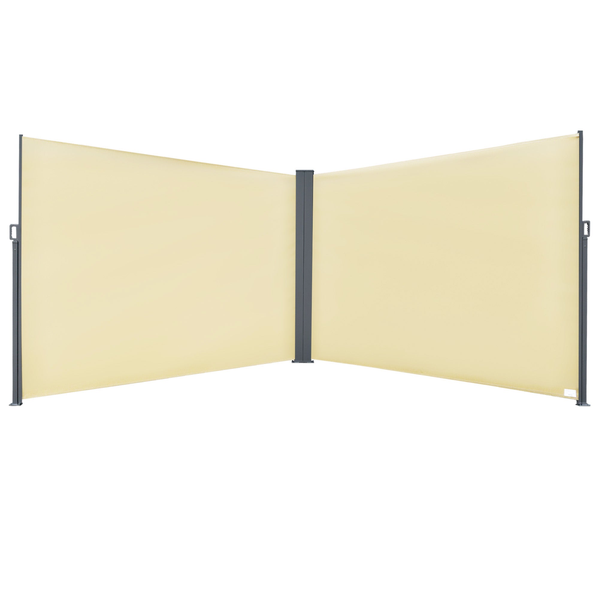 Outsunny Patio Privacy Divider: Double Side Retractable Sunshield for Garden Shade, Beige