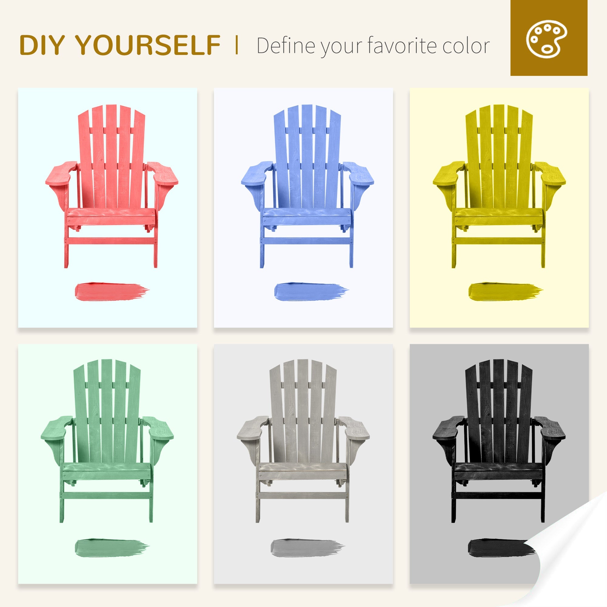 Outsunny Wood Adirondack Chair, Outdoor Patio Chair with Slatted Design for Deck, Garden, Backyard, Fire Pit, Natural