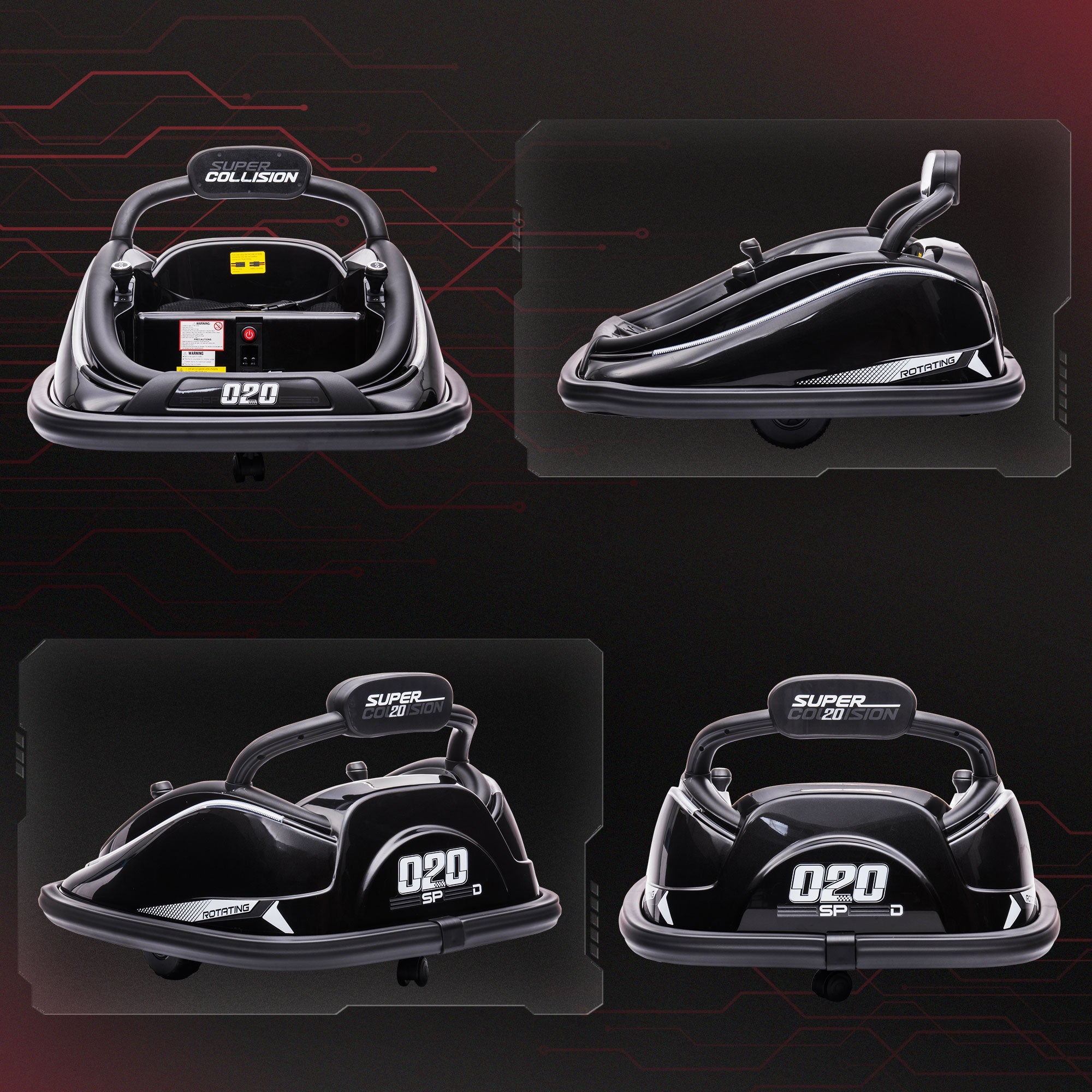 Aosom 12V Kids Bumper Car: 360° Rotation, Twin Motor, Remote Control, LED Lights, Belt