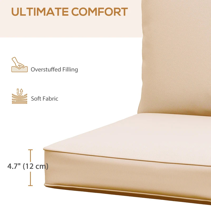 Patio Chair Cushions, Thick Deep Seat Outdoor Seat Cushion with Back Cushion, Beige