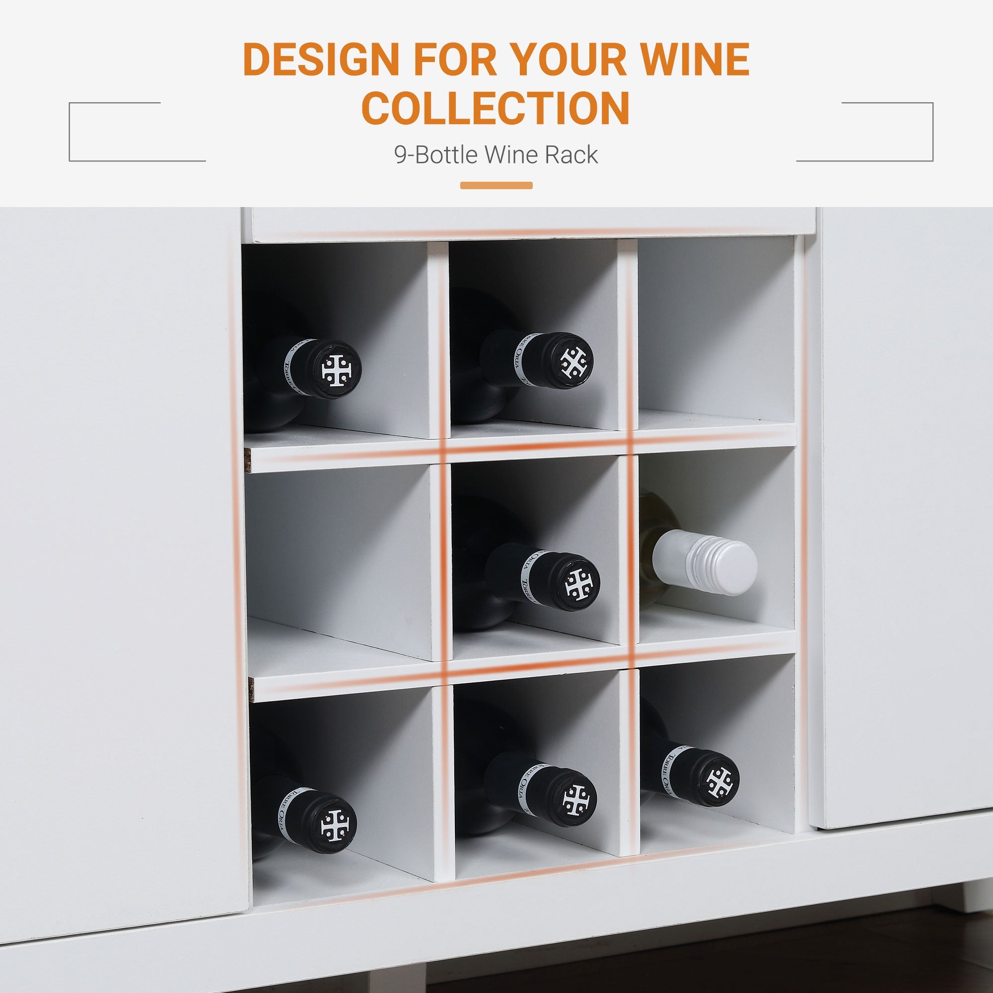 HOMCOM Rustic Buffet Cabinet with Wine Rack: Sideboard with Storage Cabinets, Drawers and Adjustable Shelves for Living Room