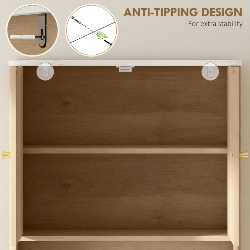 Over The Toilet Storage Cabinet with Adjustable Shelf, Open Shelf and Adjustable Bottom Bar, Oak