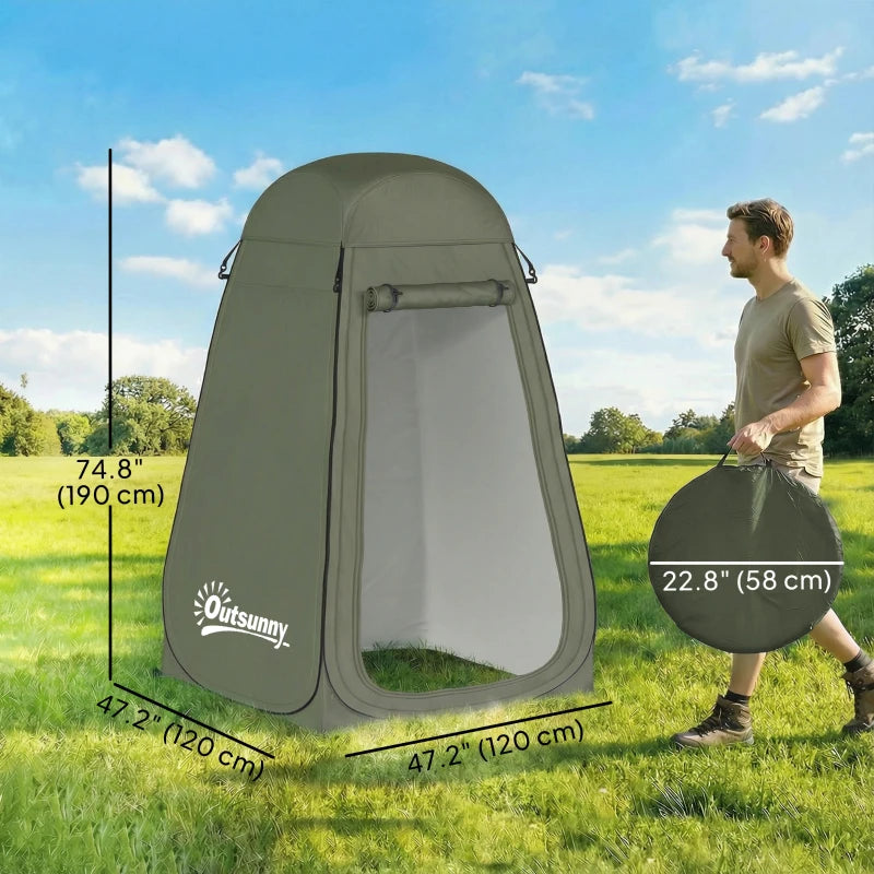 Pop Up Shower Tent, Portable Privacy Room for Outdoor Changing, Dressing, Fishing Storage with Carrying Bag, Green