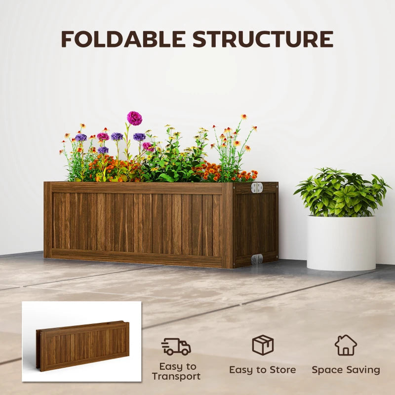 Foldable Elevated Planter Box, Wooden Raised Garden Bed for Backyard Patio to Grow Vegetables Herbs Flowers, Carbonized