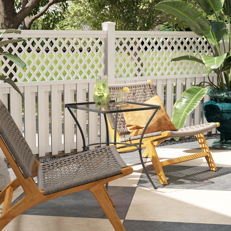 Square Garden Metal Bistro Table Outdoor Patio Coffee Side Desk 23.6" x 23.6" x 27.6" Black