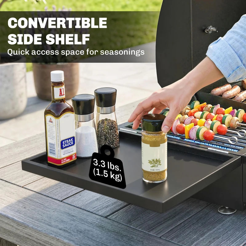 Outsunny 3 Burner Portable Propane Gas Grill Griddle, Tabletop Grill & Griddle Combo with Adjustable Foot Pads, 28,500 BTU, Black