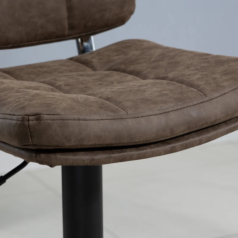 Bar Stools Set of 2, Swivel Counter Height Barstools with Adjustable Height, Back and Footrest, PU Leather Bar Chairs
