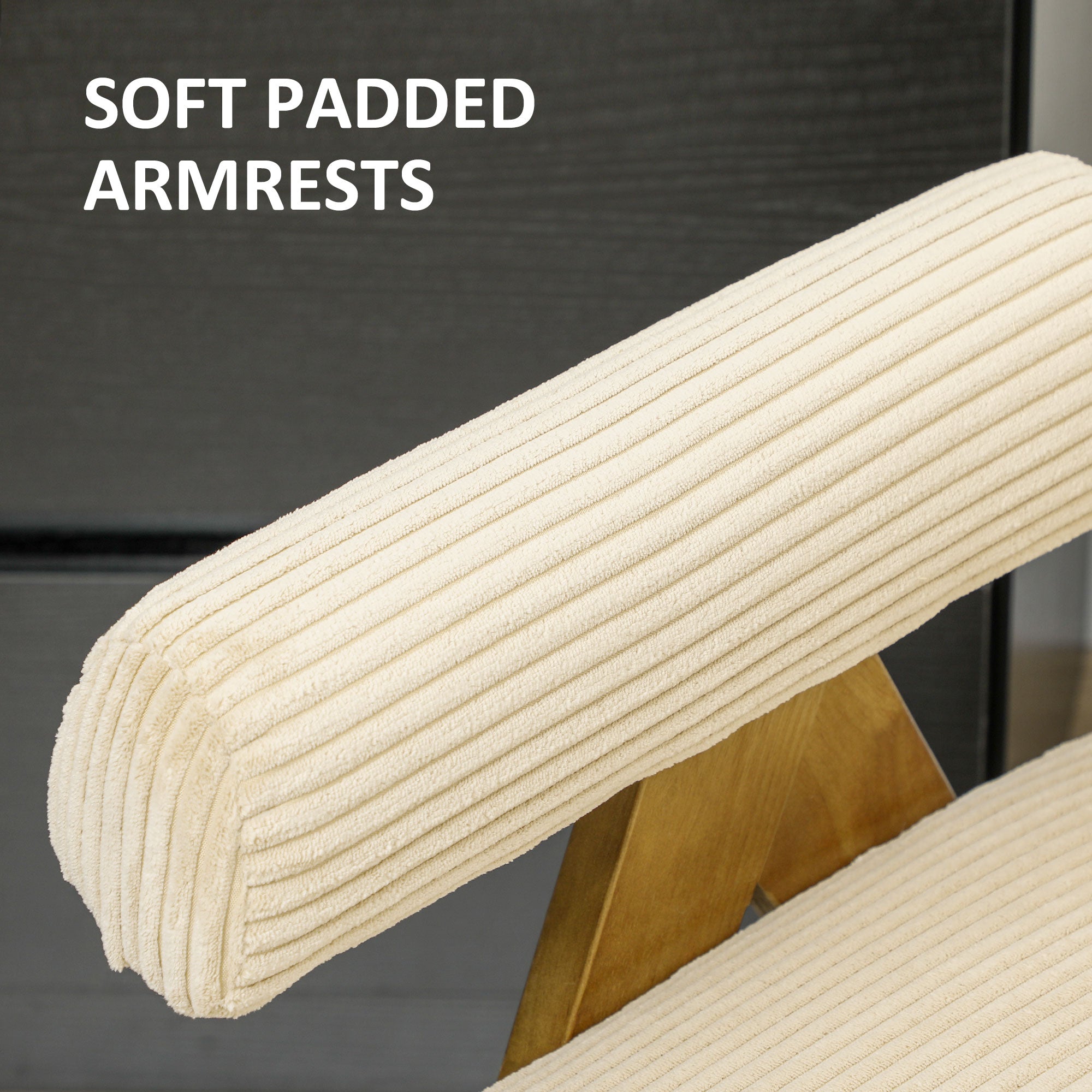 HOMCOM Corduroy Accent Chair Armchair with Wide Seat and Soft Padded Armrests for Reading, Bedroom, Beige