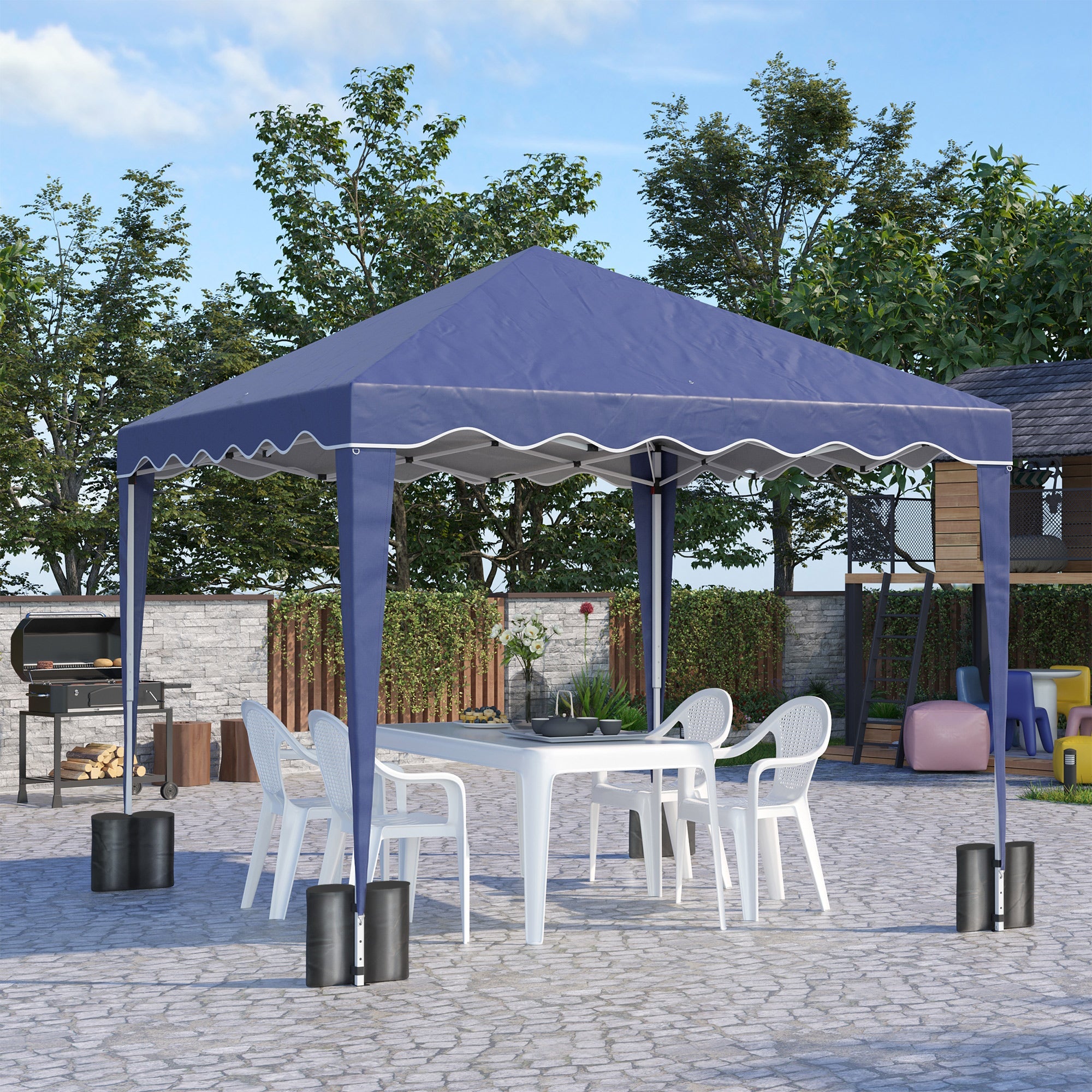 Outsunny 10'x10' Pop Up Canopy Tent Instant Outdoor Shelter Adjustable Height Party Tent with Carry Bag Blue