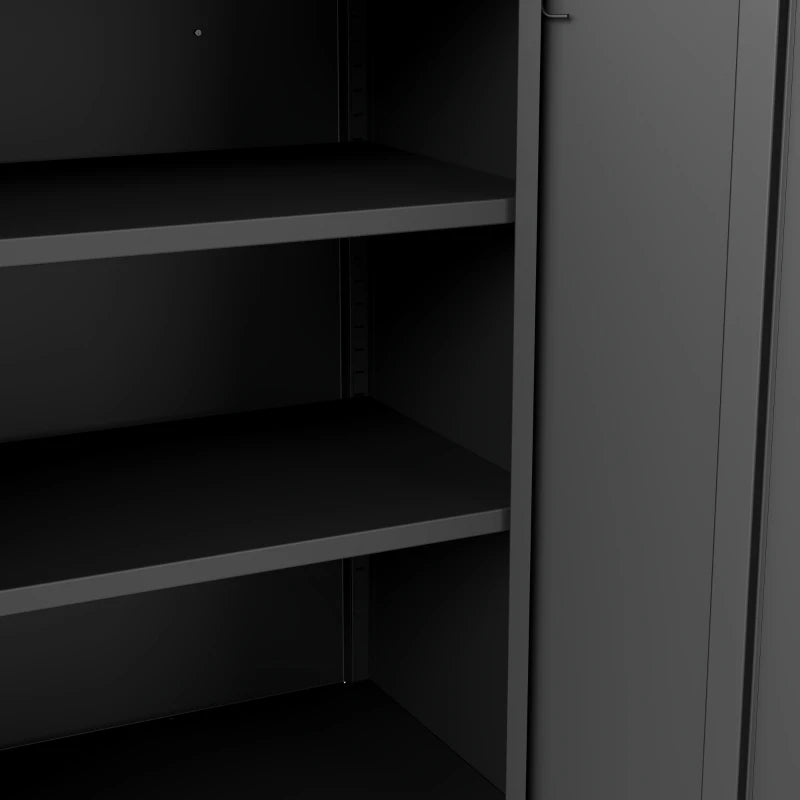 Office Storage Cabinet with Lock, Filing Cabinet with Adjustable Shelves and Doors for Home Office, Garage, Black