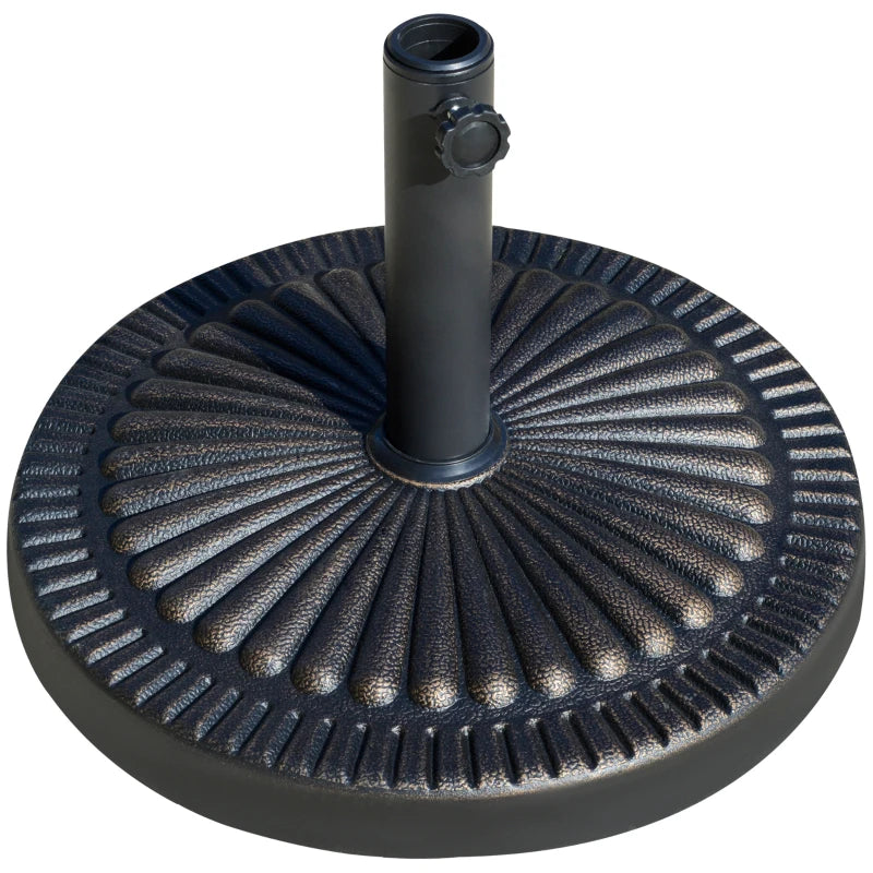Round Umbrella Base Φ19.1", 31.5 lbs Resin Stand with Decorative Design for Poles 1.5"/1.9", Bronze