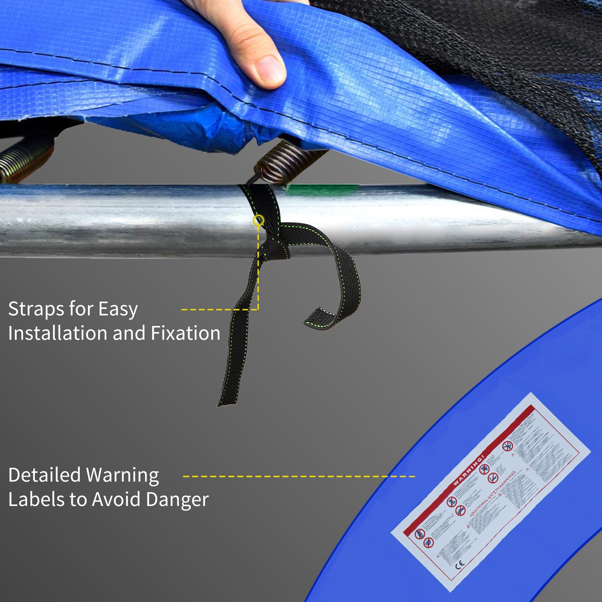 HOMCOM Φ12ft Trampoline Pad Φ144" Spring Safety Replacement Gym Bounce Jump Cover EPE Foam (Colorful)