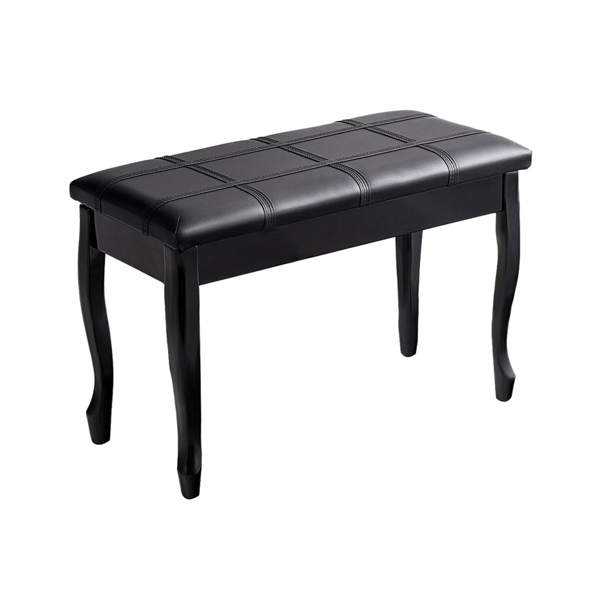 Solid Wood PU Leather Piano Bench with Storage-BlackÂ