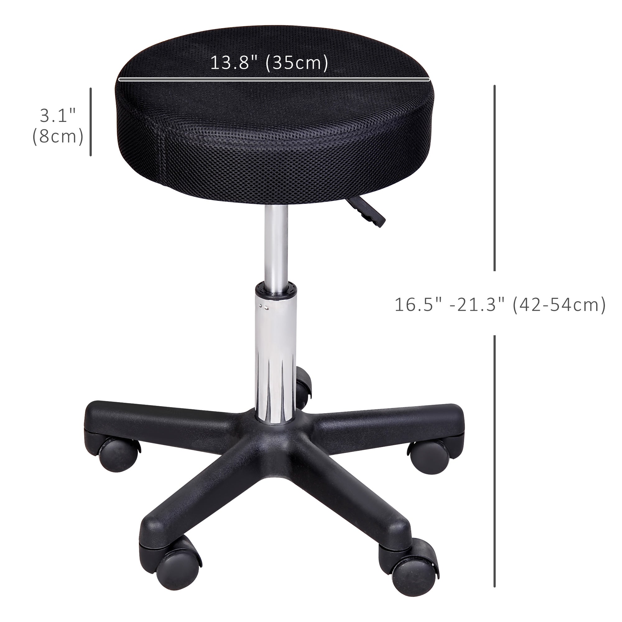 HOMCOM Salon Spa Stool Adjustable Height Rolling Chair Multi Color Comfort Double Nets Cloth Sponge