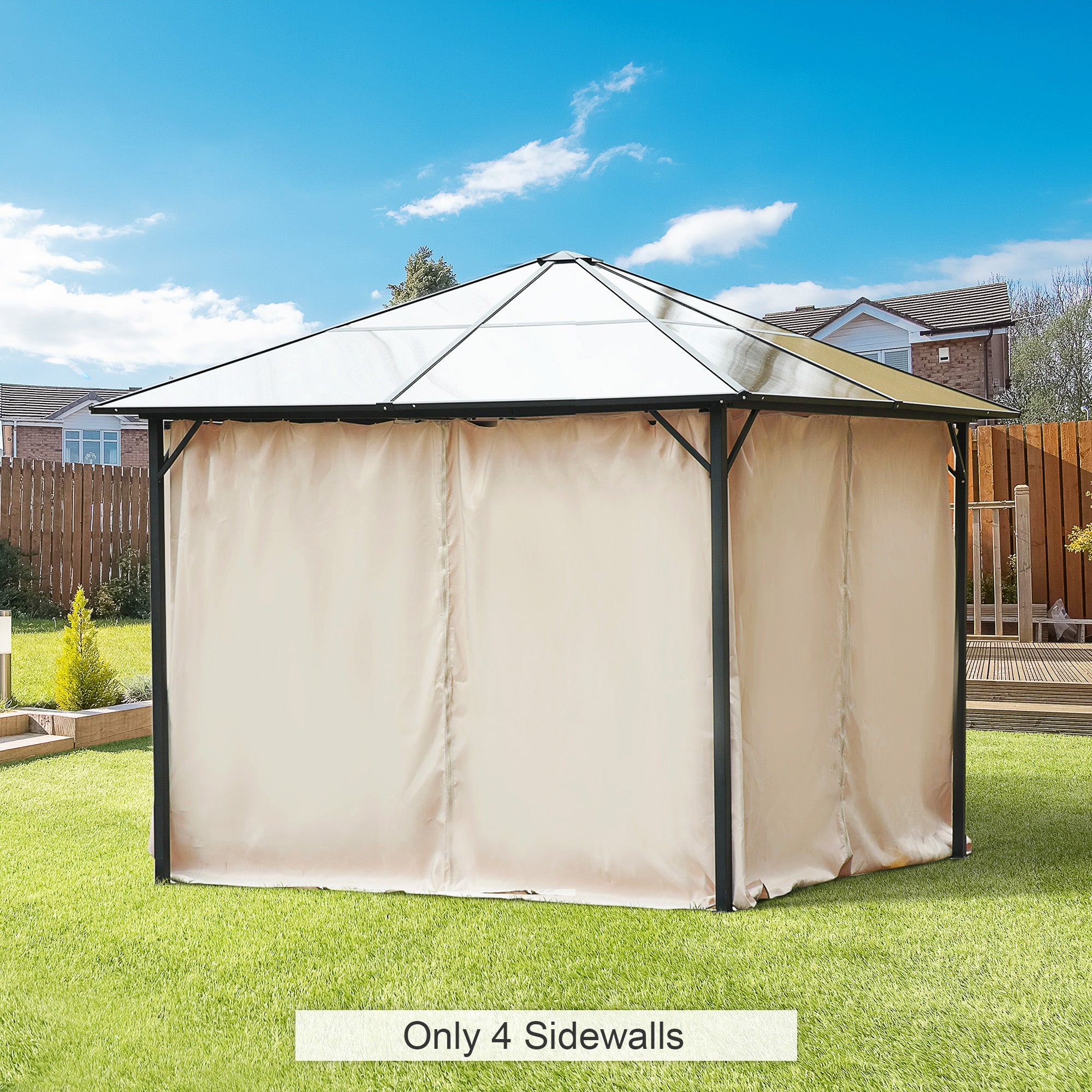Outsunny 10' x 10' Gazebo Curtain Gazebo Sidewall Set with 4 Panels, Hooks/C-Rings Included, Beige