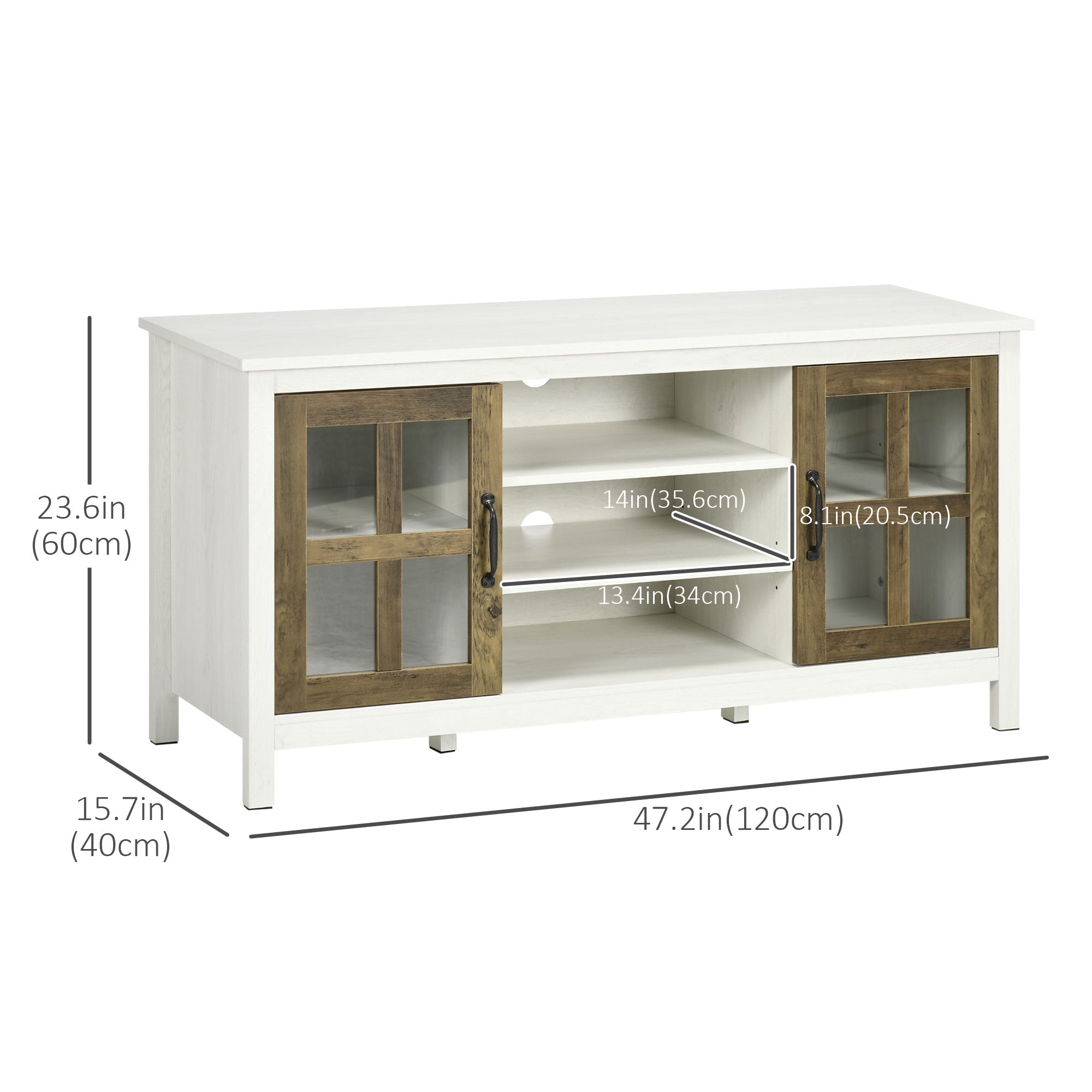 HOMCOM TV Cabinet: For 55" TVs, White, Adjustable Shelves, Living Room Entertainment Center