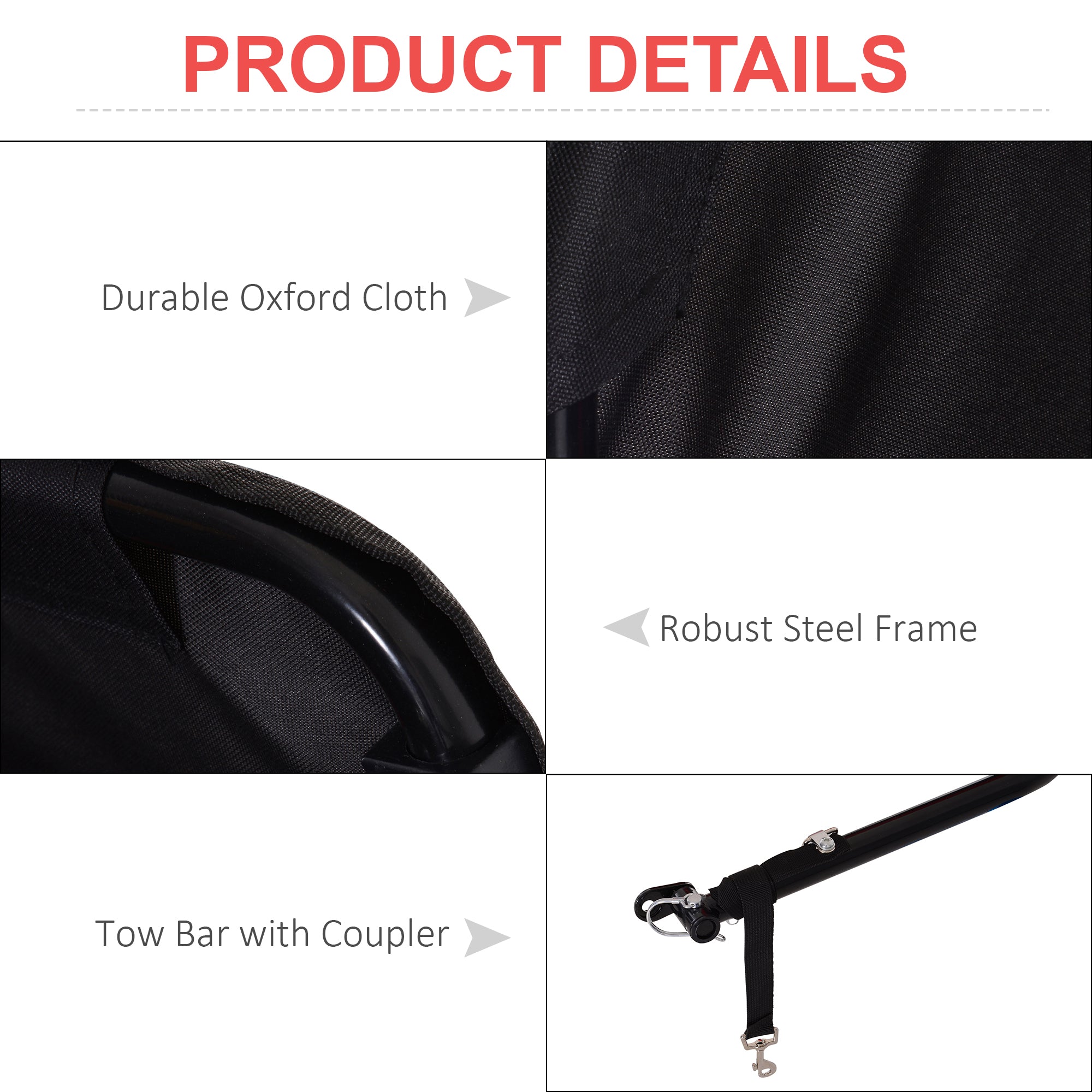 Aosom Bicycle Cargo Trailer with Cover Bike Luggage Carrier Cart Black Red