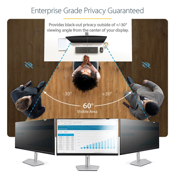 Monitor Privacy Screen for 24" Display - Computer Screen Security Filter - Blue Light Reducing Screen Protector Film - 16:10 Widescreen - Matte/Glossy - +/-30 Degree - TAA