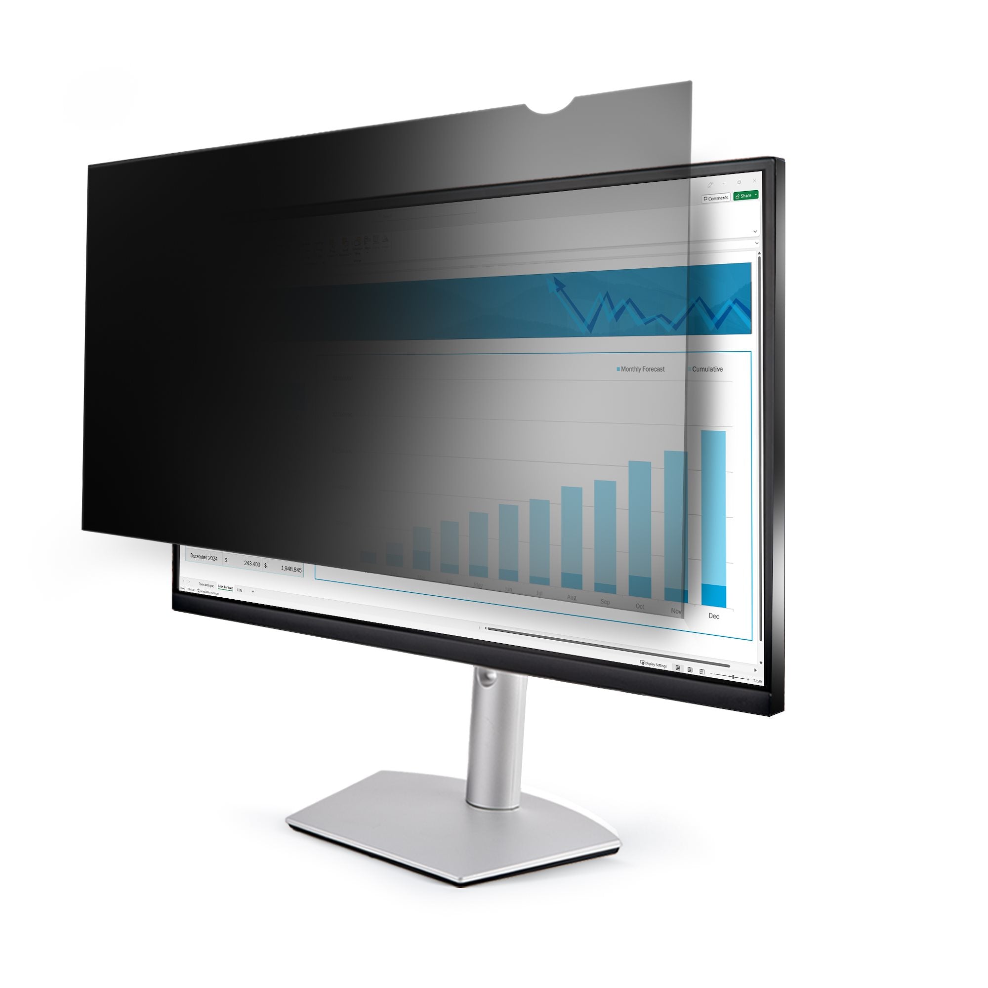 Monitor Privacy Screen for 24" Display - Computer Screen Security Filter - Blue Light Reducing Screen Protector Film - 16:10 Widescreen - Matte/Glossy - +/-30 Degree - TAA