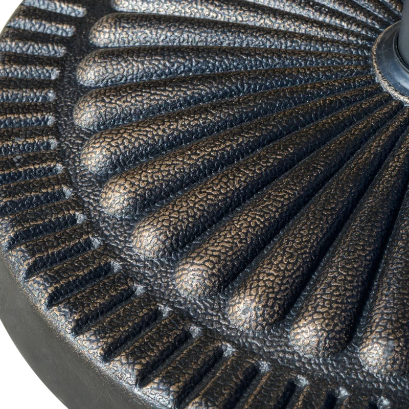 Round Umbrella Base Φ19.1", 31.5 lbs Resin Stand with Decorative Design for Poles 1.5"/1.9", Bronze