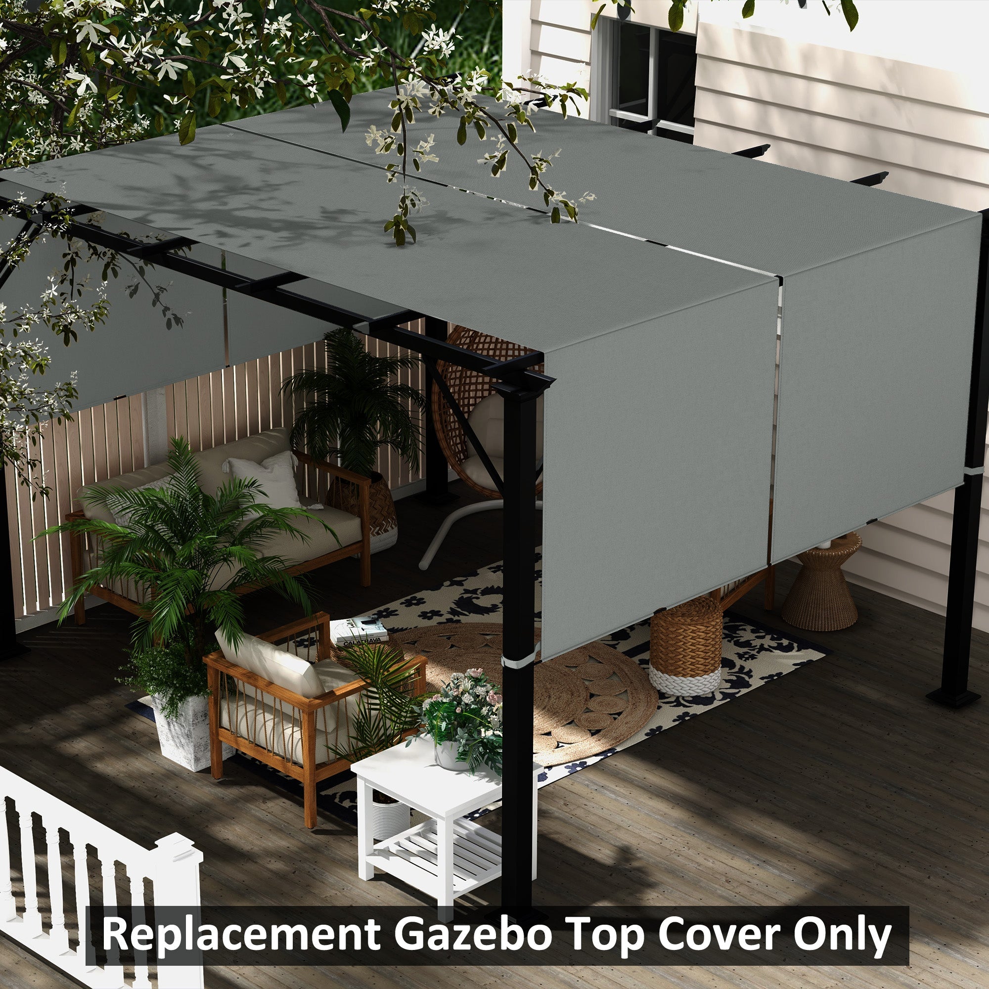 Outsunny 2 Pcs UV Protection Pergola Replacement Canopy, Pergola Shade Cover, Easy to Install, for 10' x 10' Pergola, Dark Grey