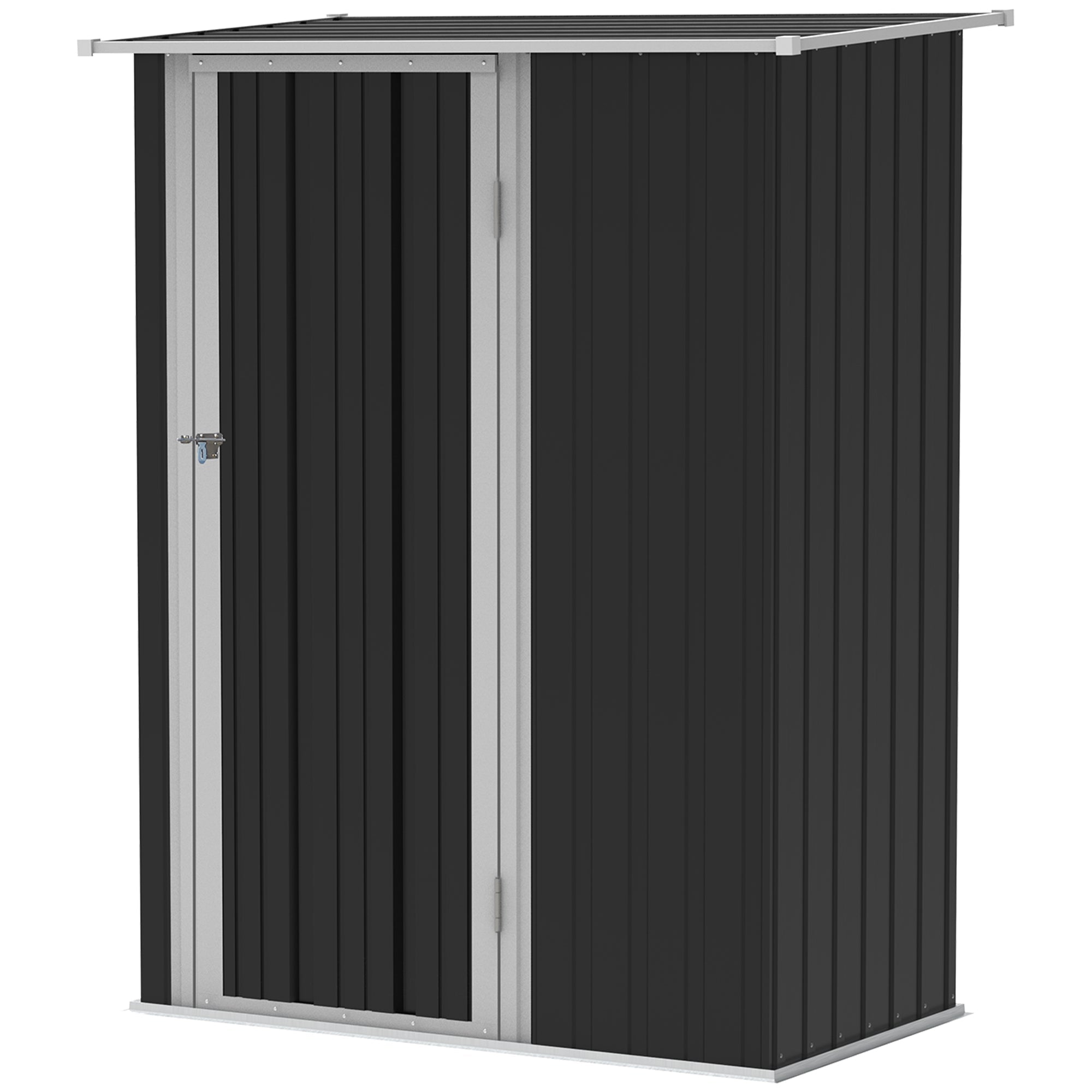 Outsunny 5 x 3ft Outdoor Storage Shed Metal Garden Shed Cabanon with Sloped Roof, Lockable Door for Tool, Grey