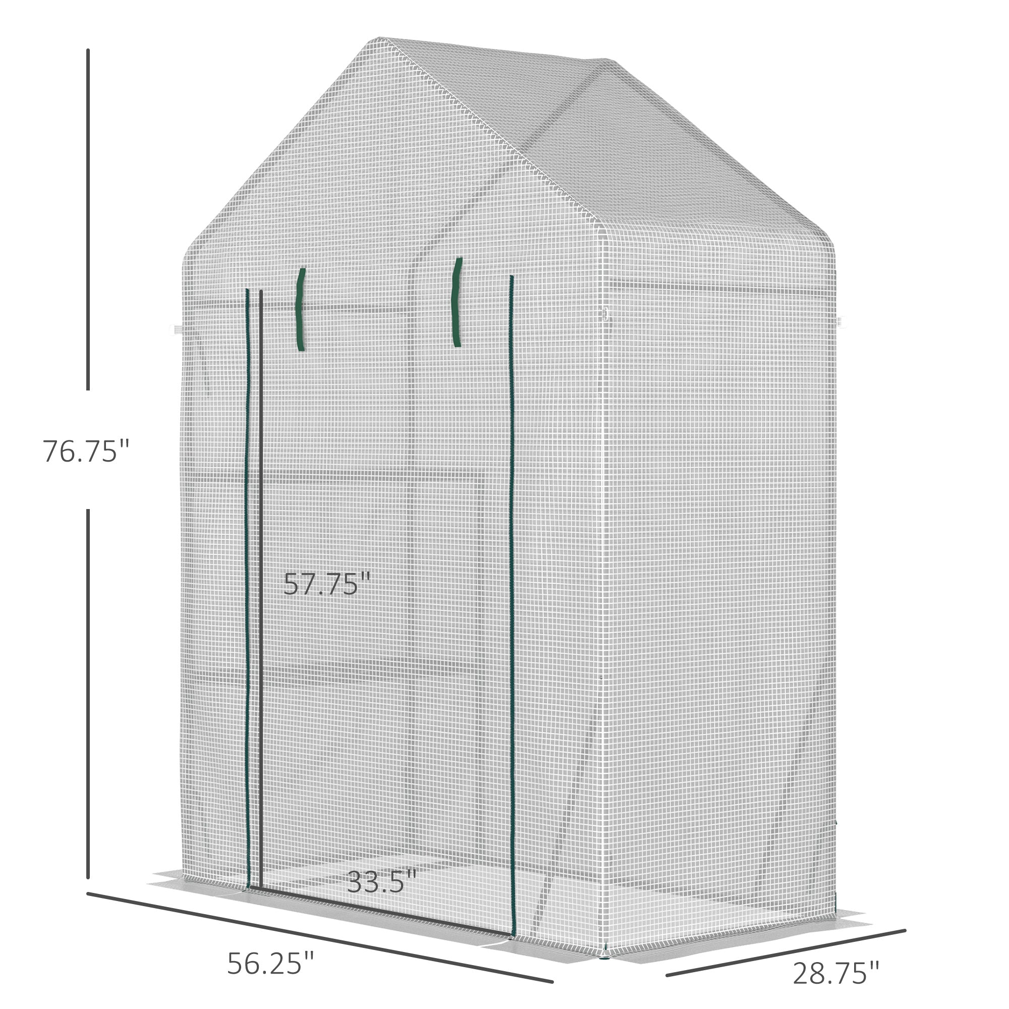 Outsunny 56"x29" Walk-in Greenhouse for Outdoor, Portable Gardening Plant Hot House with 2-Tier Shelf, Roll-Up Zippered Door, PE Cover