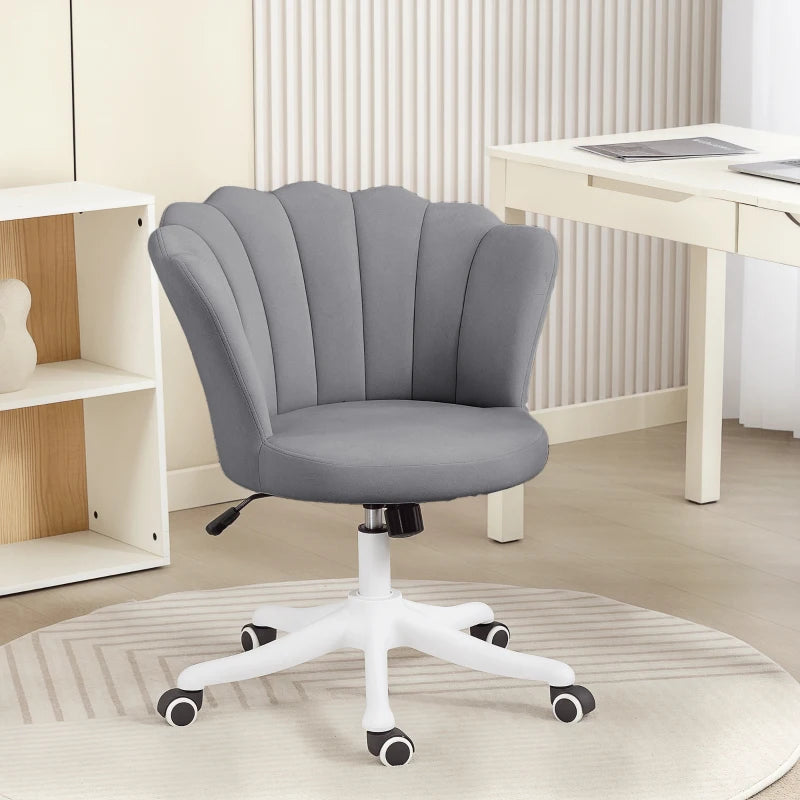 Office Chair, Armless Swivel Desk Chair with Adjustable Height, Backrest, Tilt Function for Office, Vanity, Grey