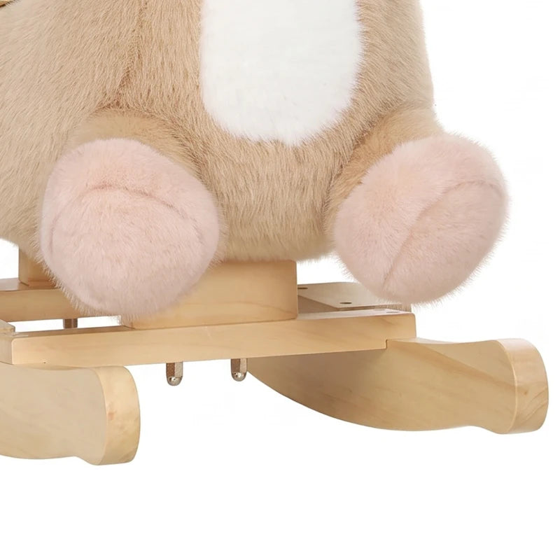 Toddler Deer Rocking Horse with Animal Sound, Safety Belt & Rocking Stopper – Brown
