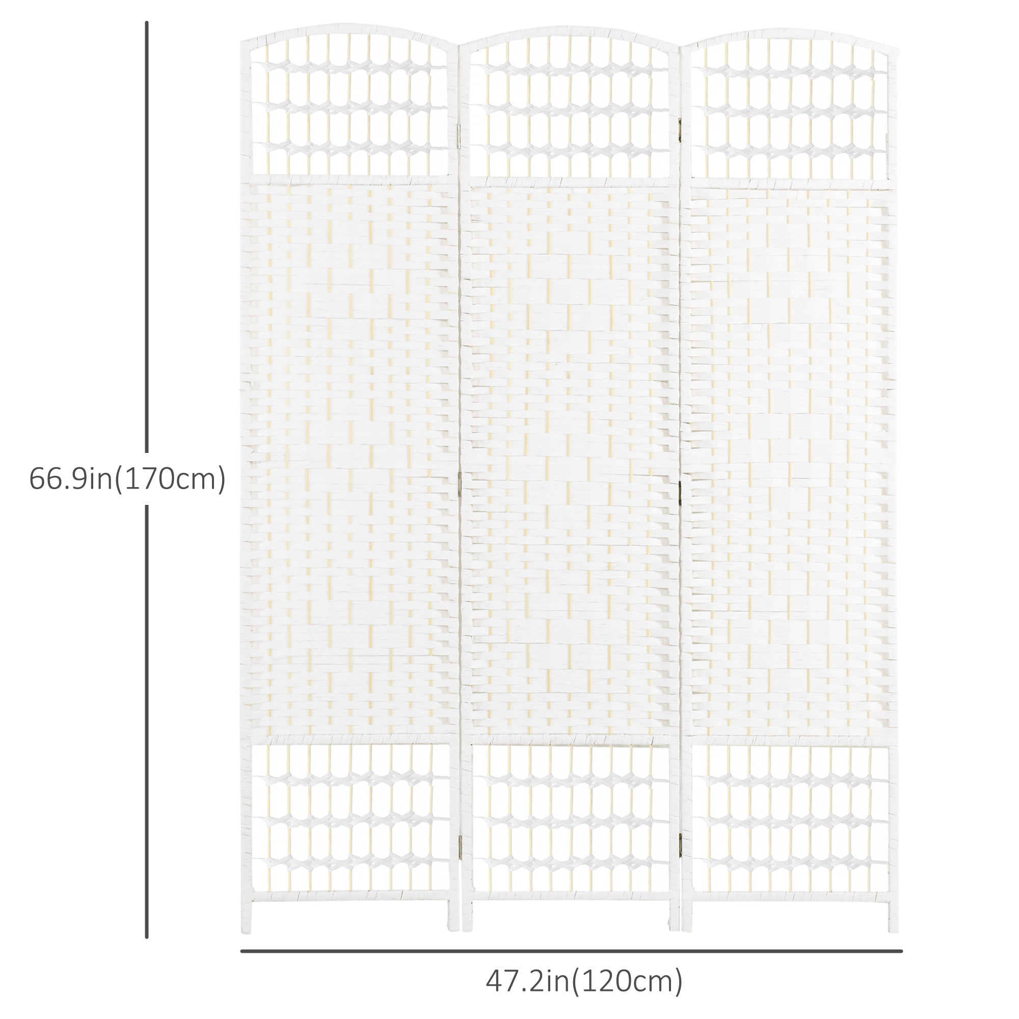HOMCOM 3-Panel Folding Room Partition: Portable Privacy Screen, Wave Fiber Room Partition for Home Office, White