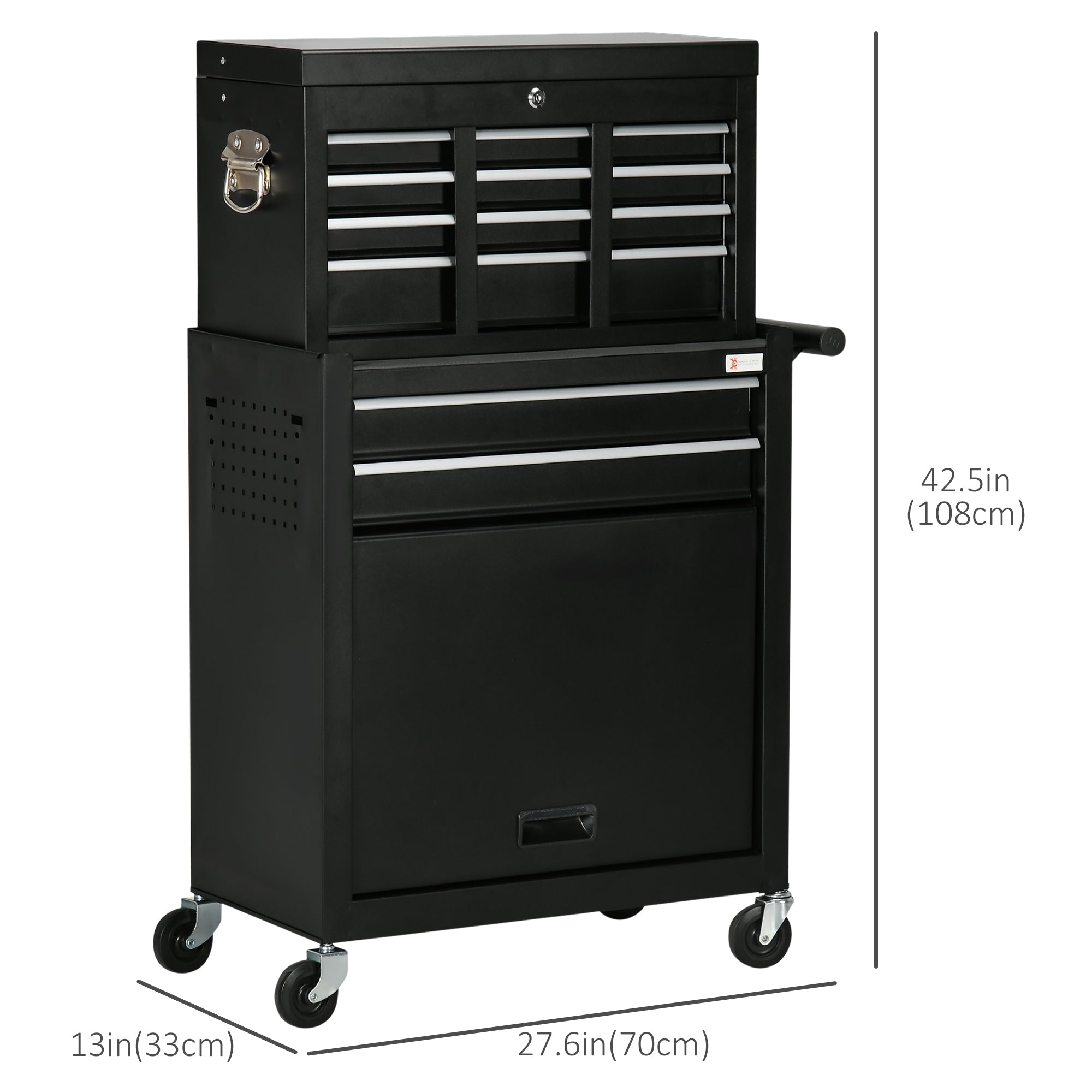DURHAND Rolling Tool Chest - 6-Drawer Set with Lockable Wheels, Portable Tool Box & Storage Cabinet, Removable Top