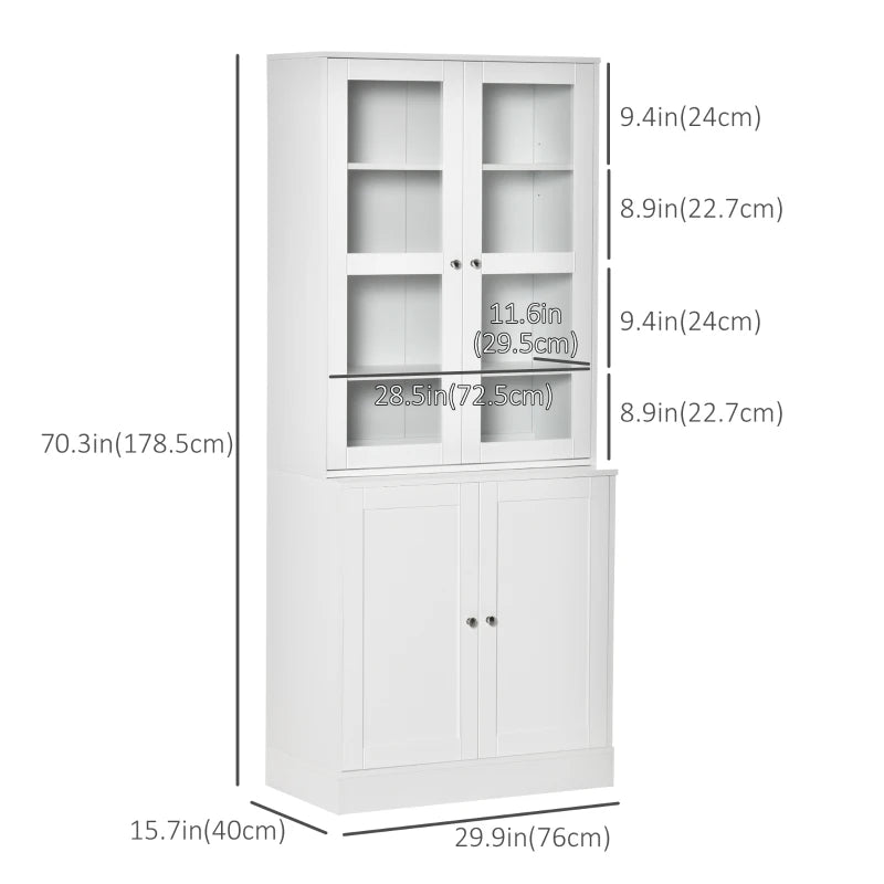 71" Bookcase Storage Cabinet with Doors, Modern Tall Bookshelf with 2 Adjustable Shelves, Display Unit for Study, Living Room, Home Office, White