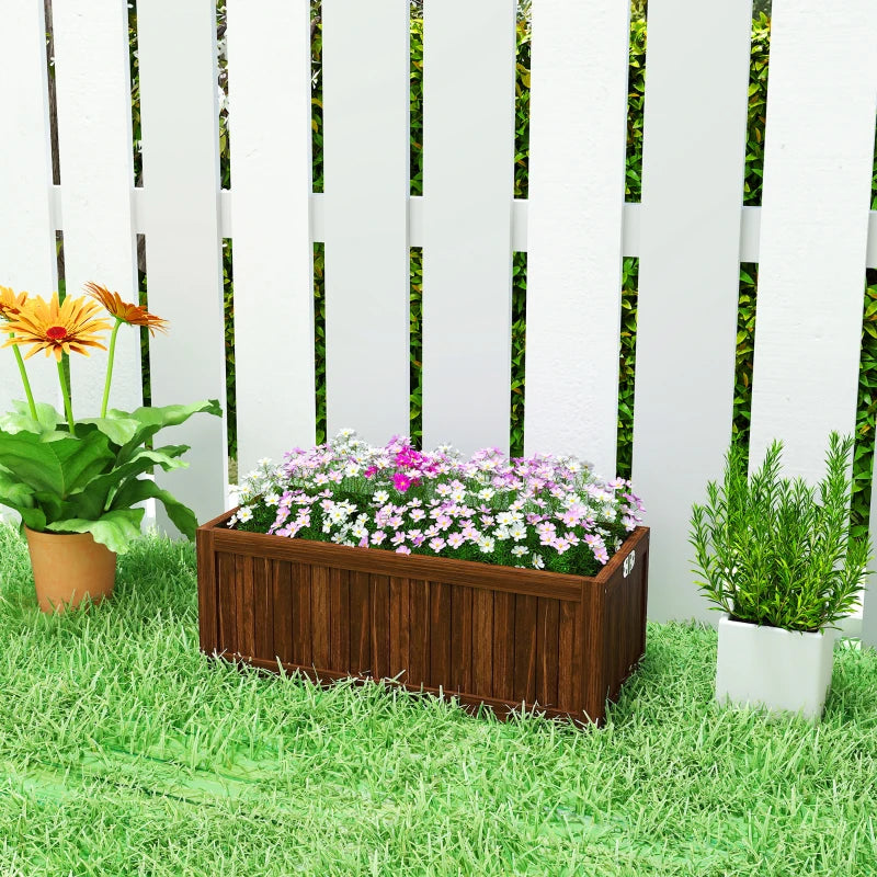 Foldable Elevated Planter Box, Wooden Raised Garden Bed for Backyard Patio to Grow Vegetables Herbs Flowers, Carbonized