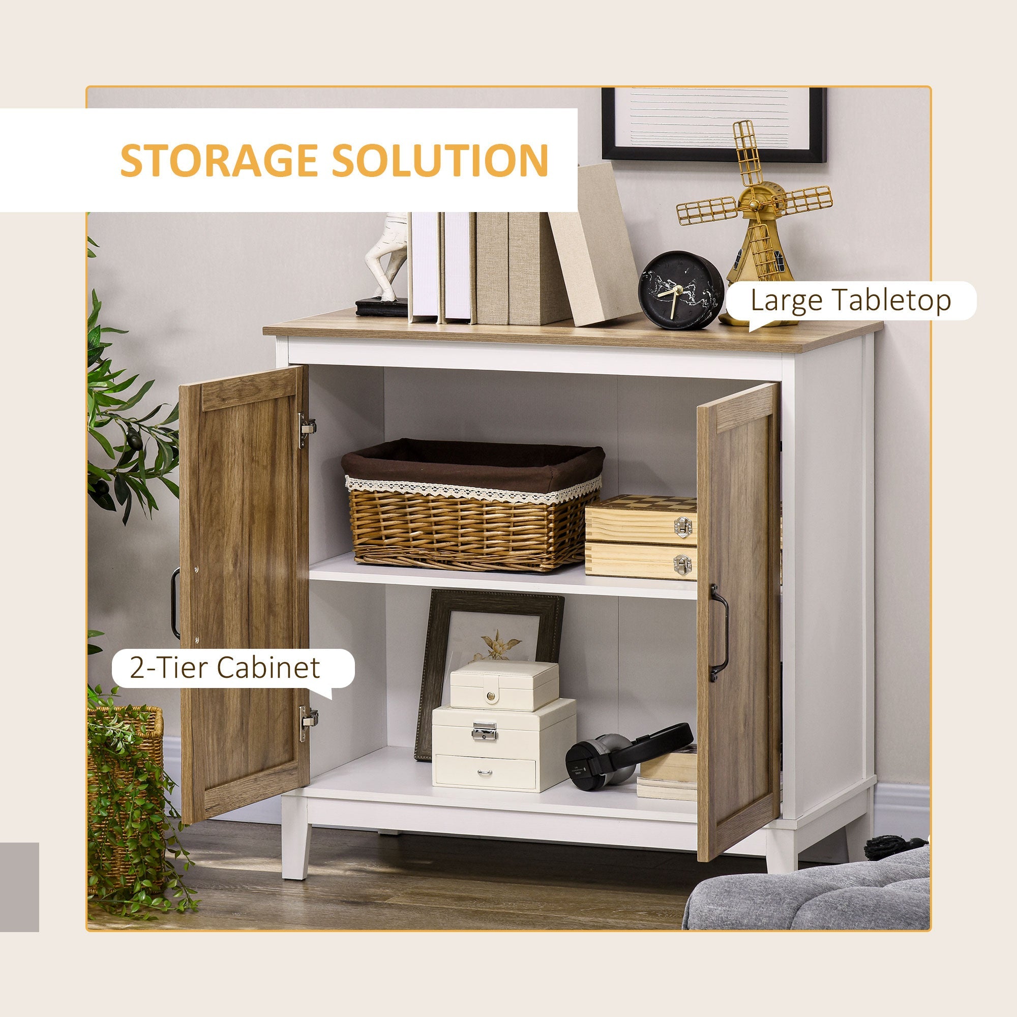 HOMCOM Dark Grey Farmhouse Sideboard: Storage Cupboard with Shelves for Cozy Kitchen & Living Room Vibes